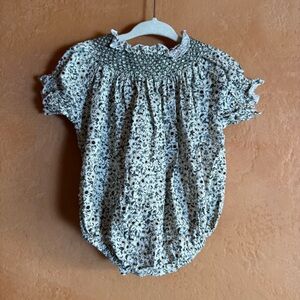 Noralee Baby Girl Floral Dress Smocked Ruffle 6M Neutral Cottage